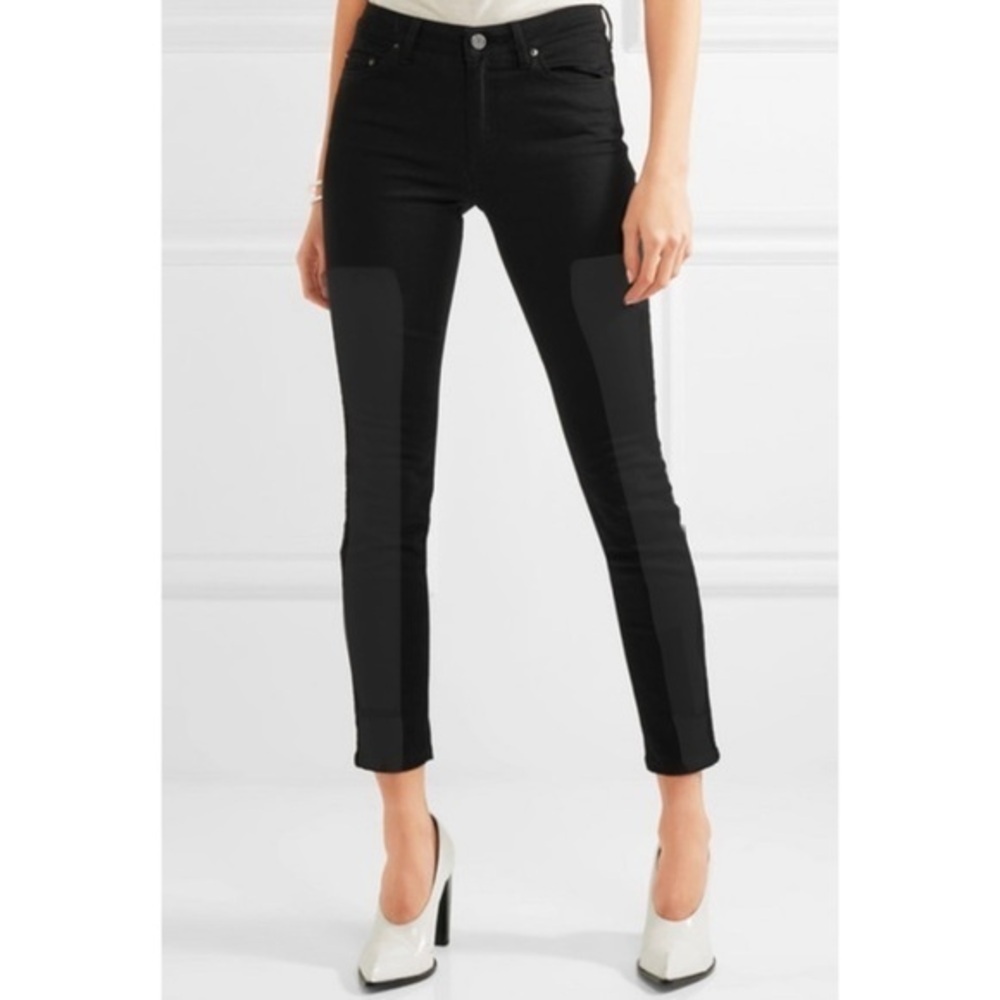 Acne Studios Black Skin 5 Faux Vegan Leather Insert Midrise Crop Skinny Jeans